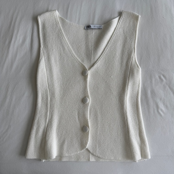 Zara Jackets & Blazers - Zara Cream Textured Knit Top